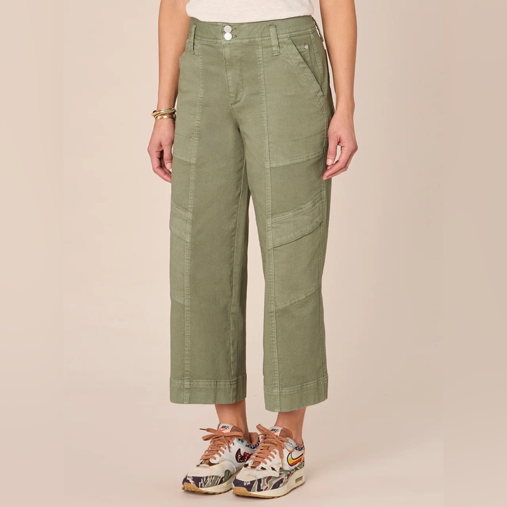 Democracy "Ab"solution Skyrise Wide Leg Crop Utility Pants, Lily Pad